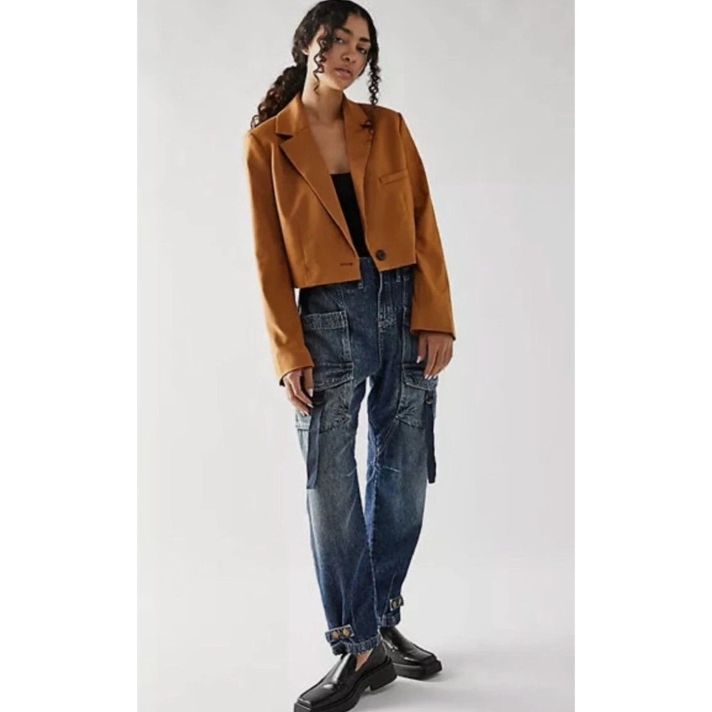 We The Free Hazel Pull-On Drop-Waist Cargo Jeans Women Size S